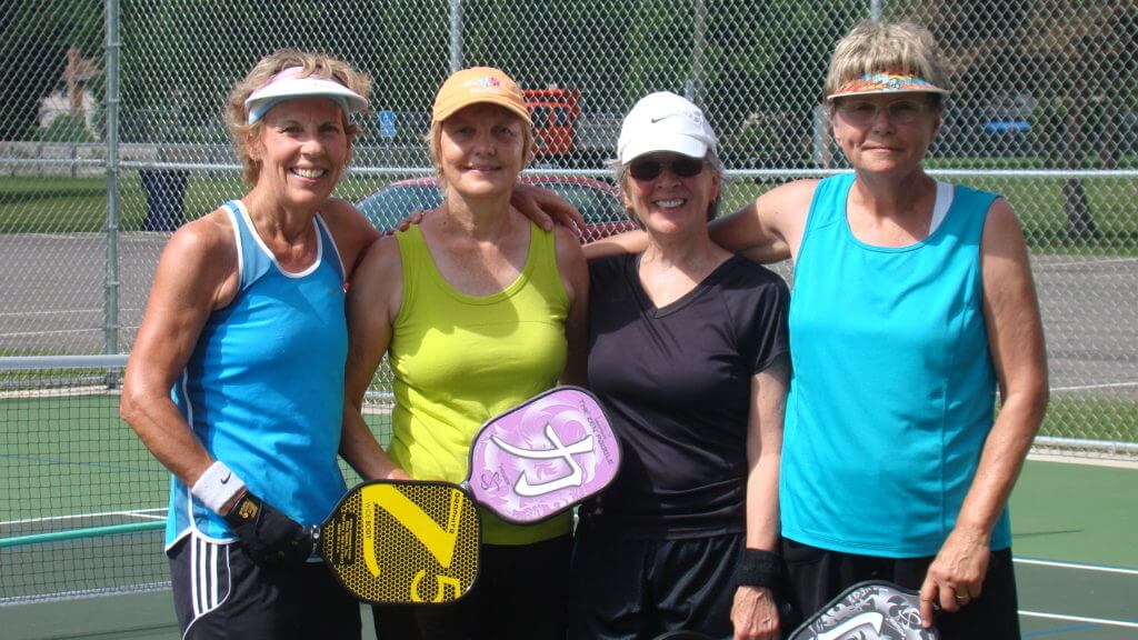 A group of pickleball players