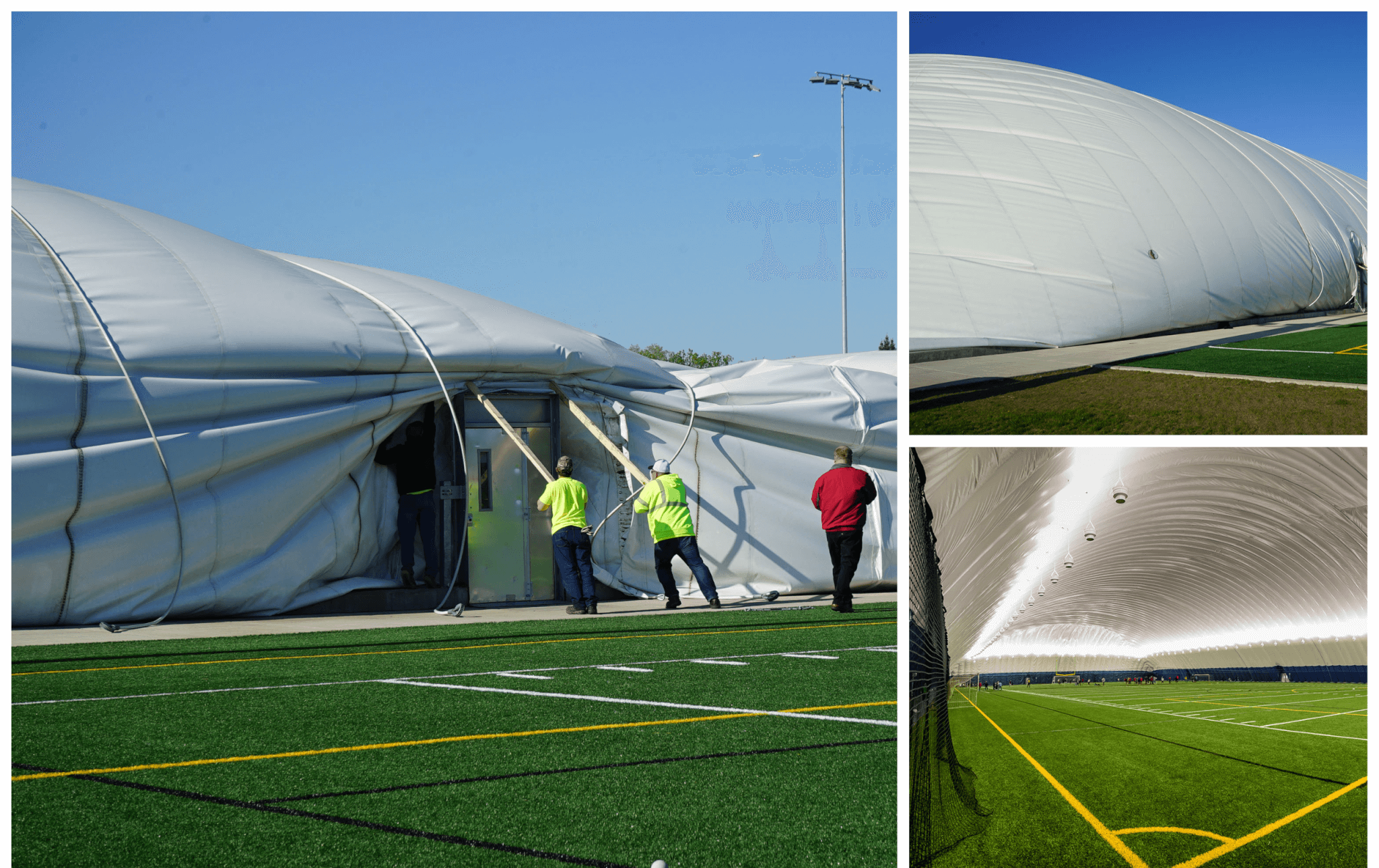 Crews working to deflate the sports dome