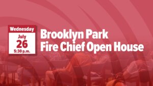 Red header with Fire chief open house 