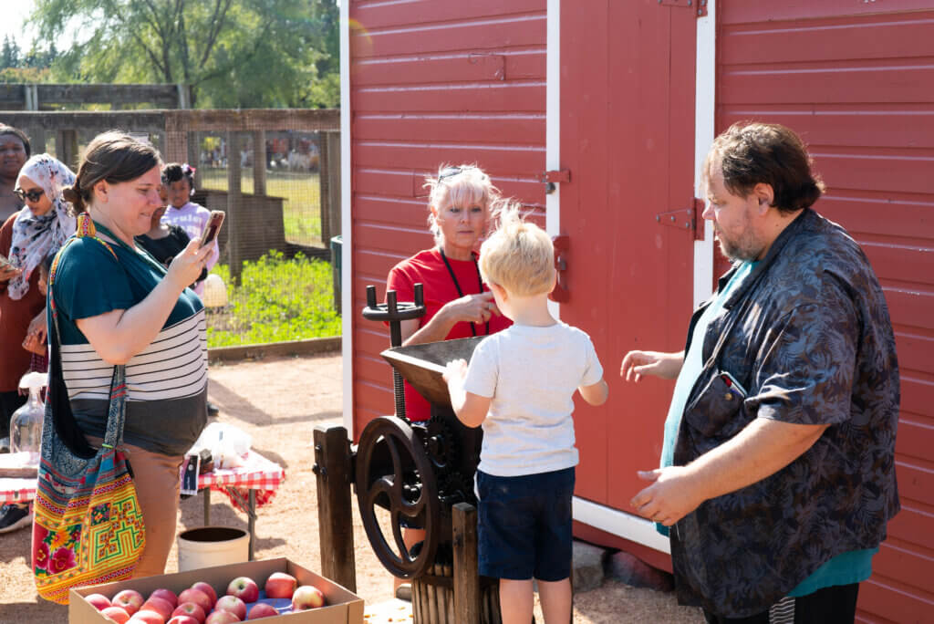 People enjoying a historic farm