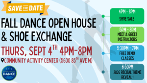 Graphic with dance event details